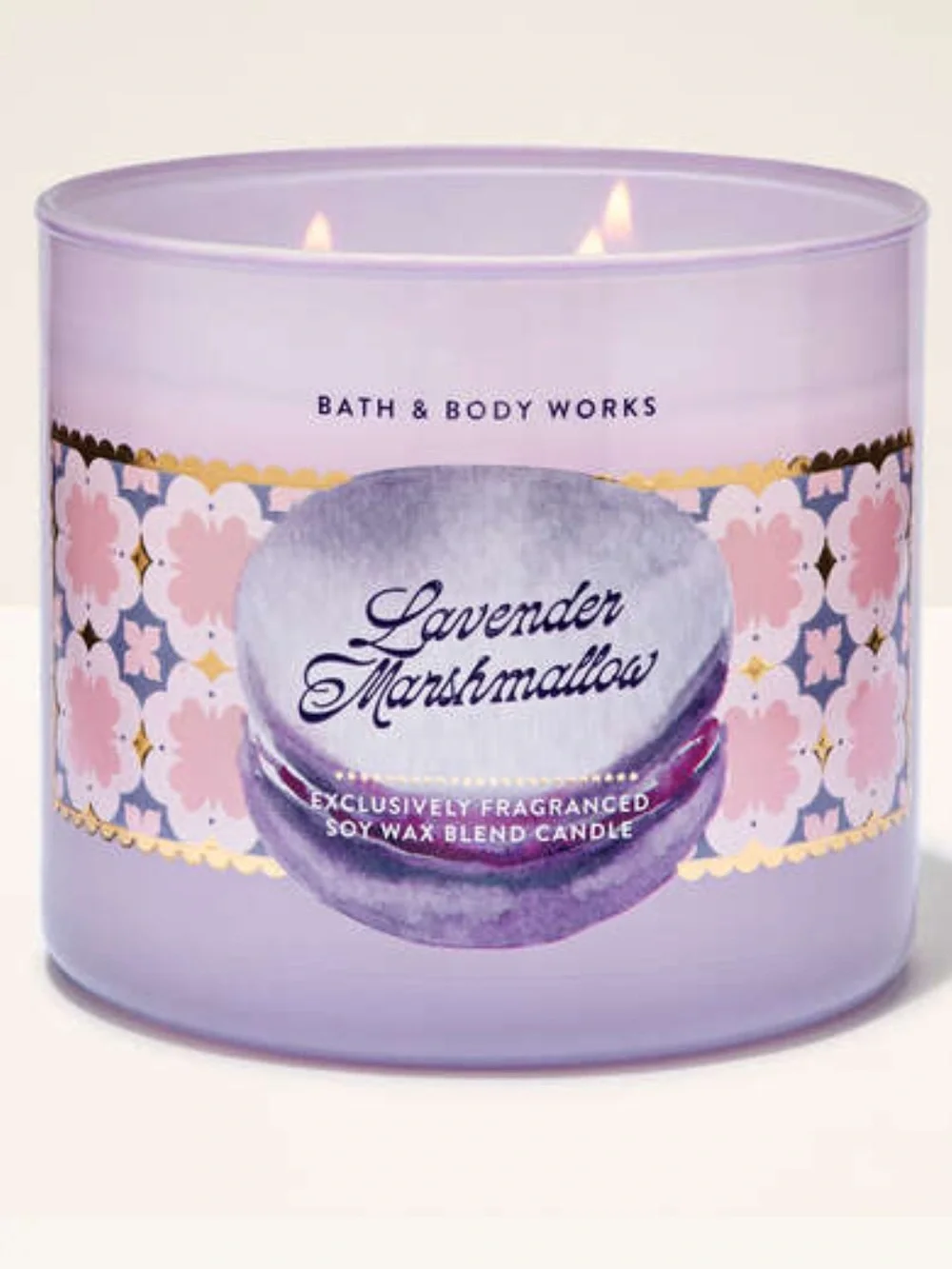 Bath & Body Works Lavender Marshmallows 3-Wick Candle - Lilac & Pink Accents